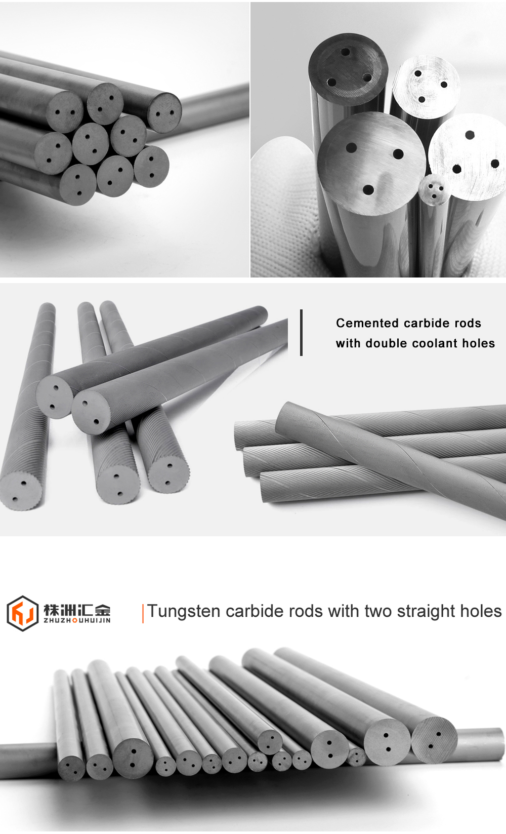 Tungsten carbide rod with two helix coolant holes